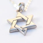 Star of David Pendant with Cornflower Blue Sapphire and Adjustable 16-18 Inch Chain