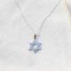 Star of David Pendant with Cornflower Blue Sapphire and Adjustable 16-18 Inch Chain