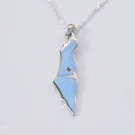 Israel Pendant with White Sapphire and 16 Inch Chain