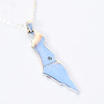 Israel Pendant with White Sapphire and 16 Inch Chain