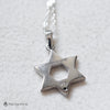 Star of David Pendant with Cornflower Blue Sapphire and Adjustable 16-18 Inch Chain