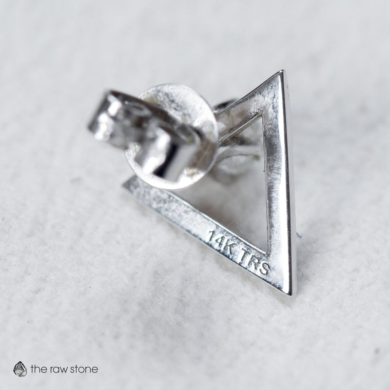 Triangle streetwear raw diamond earrings in white gold