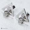 Triangle streetwear raw diamond earrings in white gold