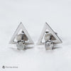 Triangle streetwear raw diamond earrings in white gold