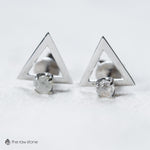 Triangle streetwear raw diamond earrings in white gold