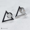 Triangle streetwear raw diamond earrings in white gold