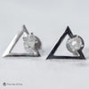 Triangle streetwear raw diamond earrings in white gold