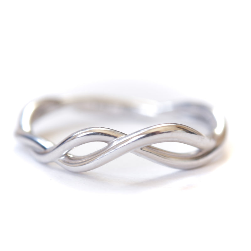 Silver twisted bands stacking ring