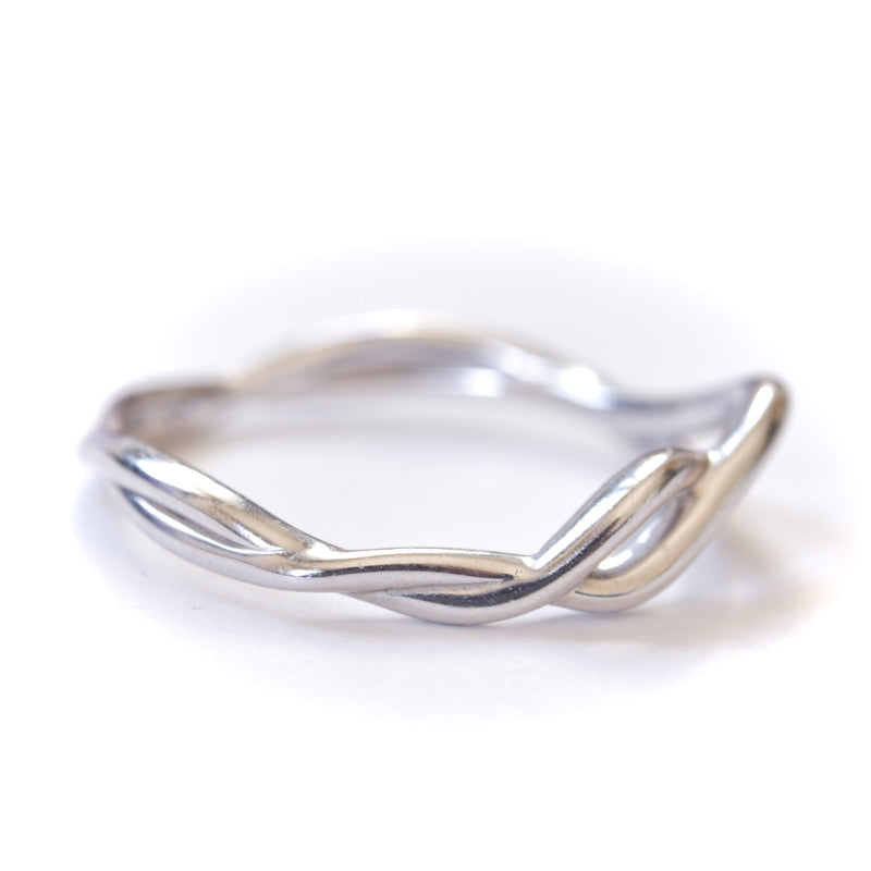 Infinity band, unique infinity band, silver twist ring, unique wedding band stacking ring