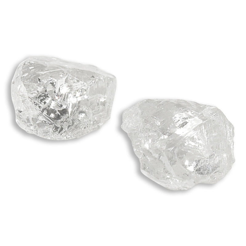 0.78 carat freeform rough diamond pair
