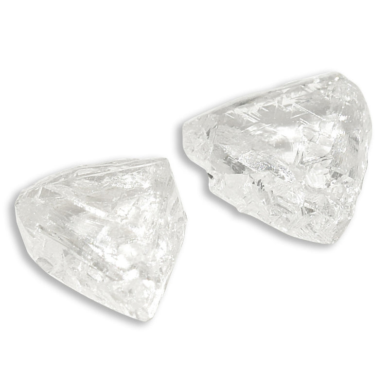 0.86 carat triangular raw diamond pair