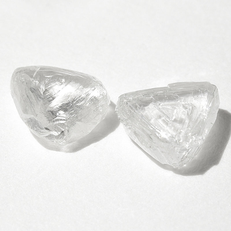 1.02 carat pair of rough diamond triangles