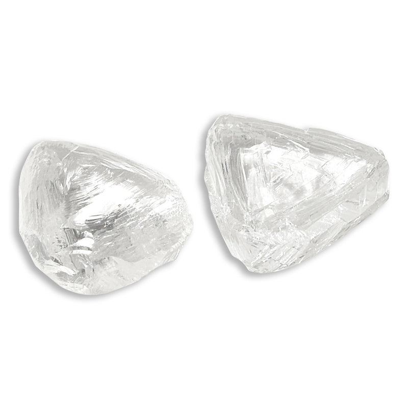 1.02 carat pair of rough diamond triangles