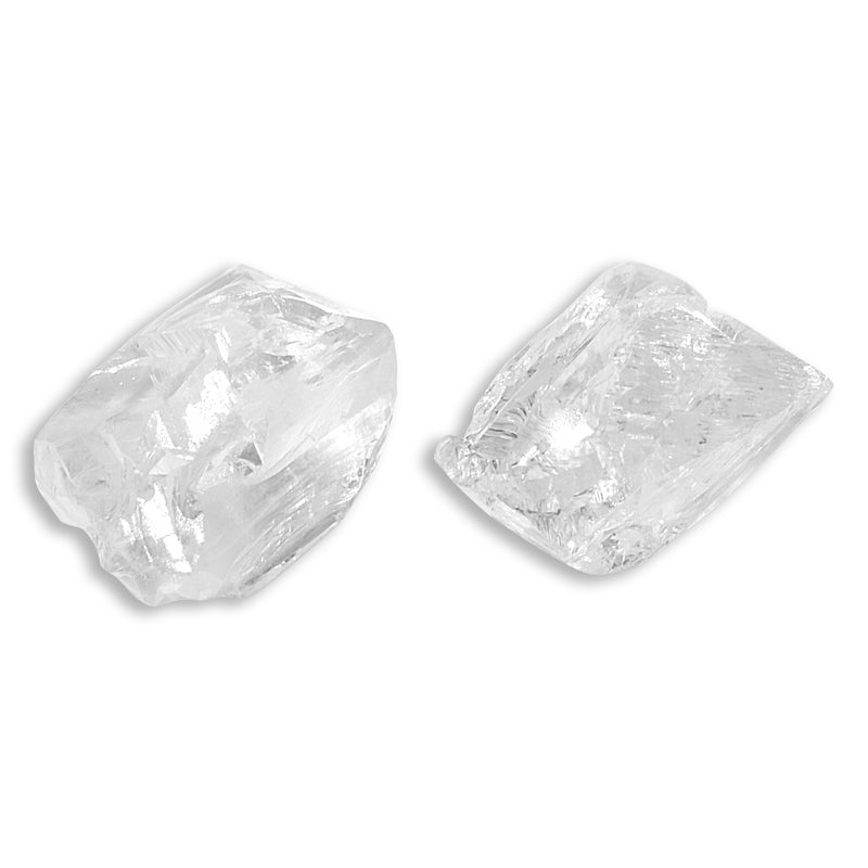 1.16 carat oblong, freeform rough diamond pair
