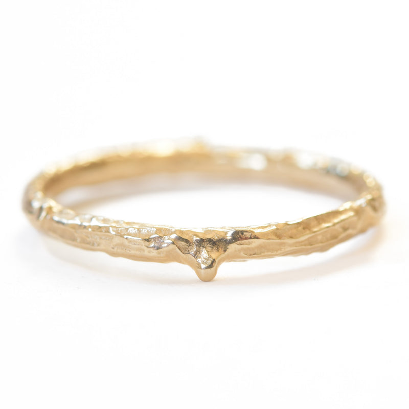 Twig themed old band in 14k yellow gold