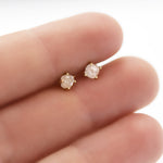 Minimalist raw diamond stud earrings