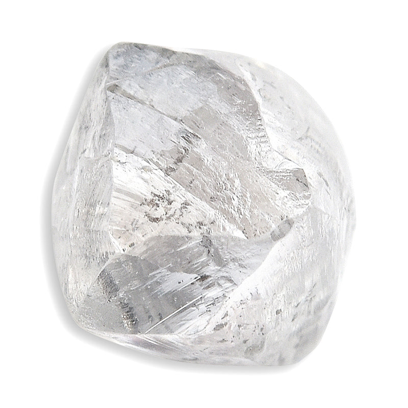 0.90 carat silver and white internal raw diamond dodecahedron