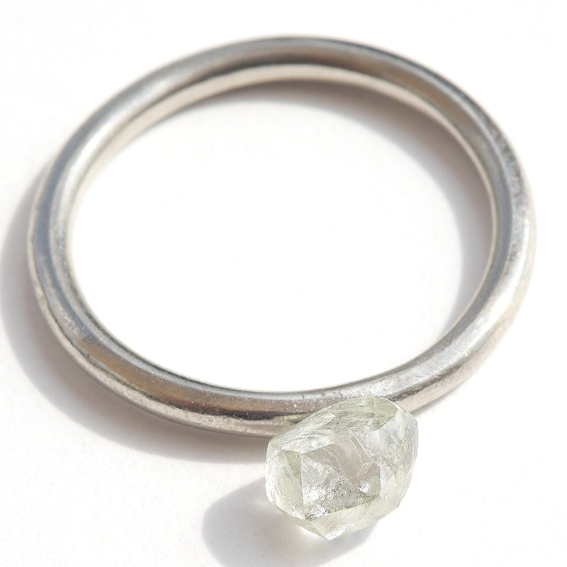 0.94 carat white and oblong raw diamond octahedron