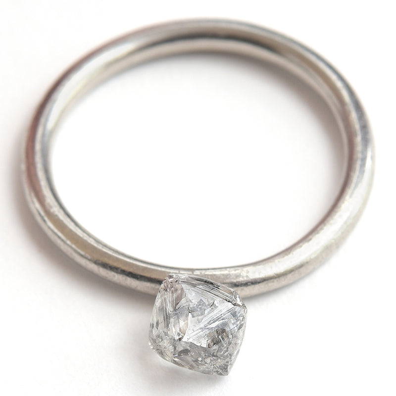 1.04 carat shiny waterlike rough diamond octahedron