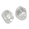 0.63 carat light green dodecahedron raw diamond pair