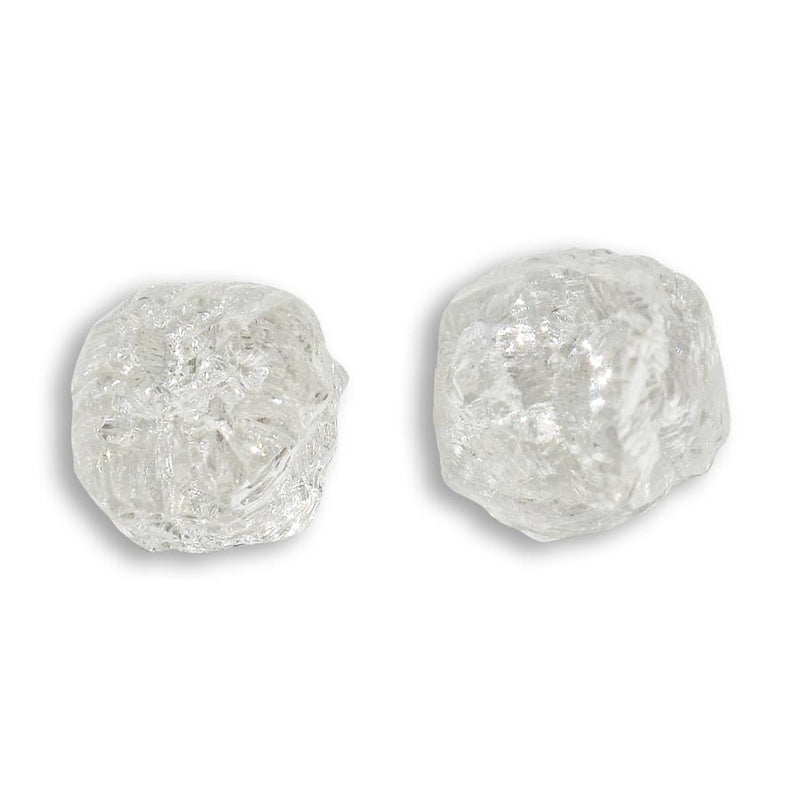 1.02 carat bright white raw diamond pair