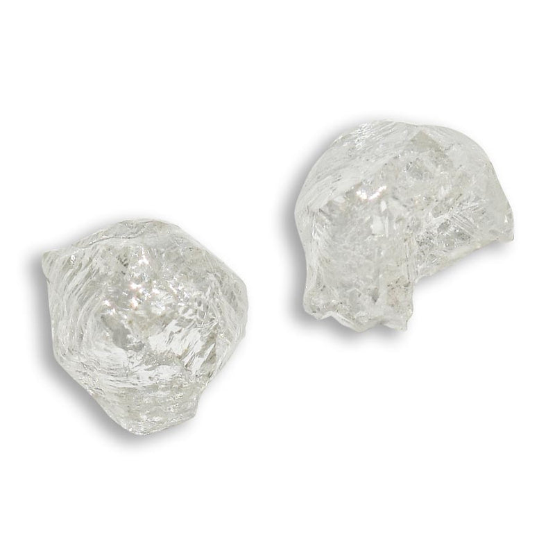 1.01 carat white raw diamond pair