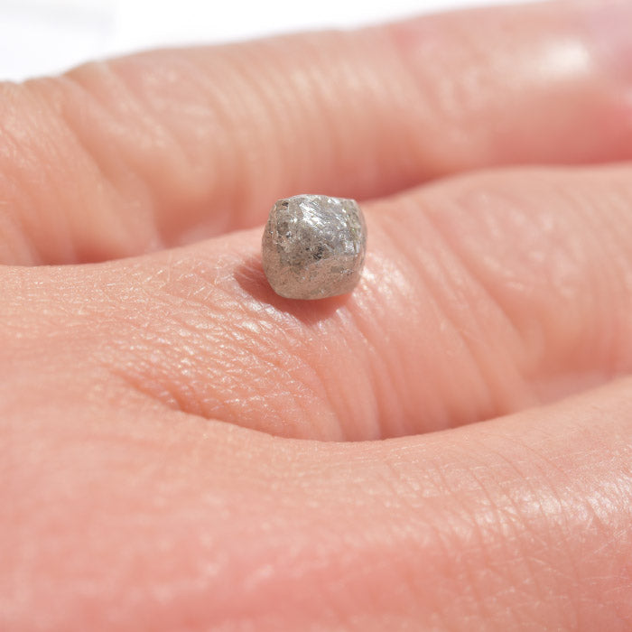1.41 carat smooth salt and pepper raw diamond octahedron