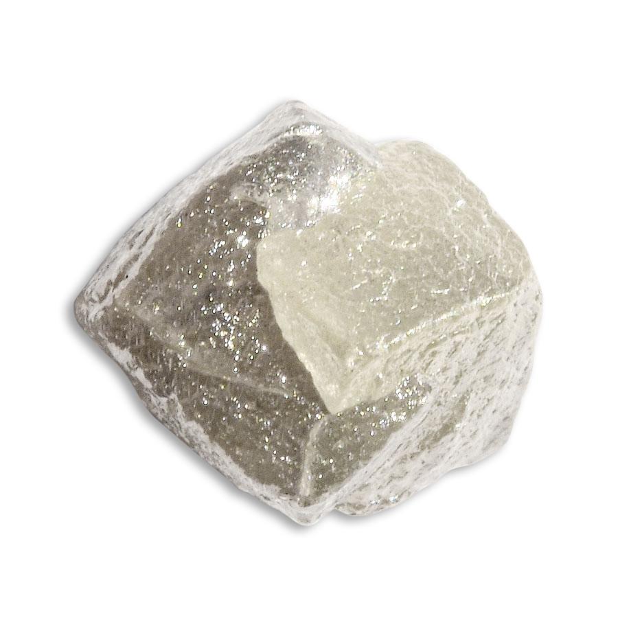 1.85 carat silver and champagne colored rough diamond twinned cube ...