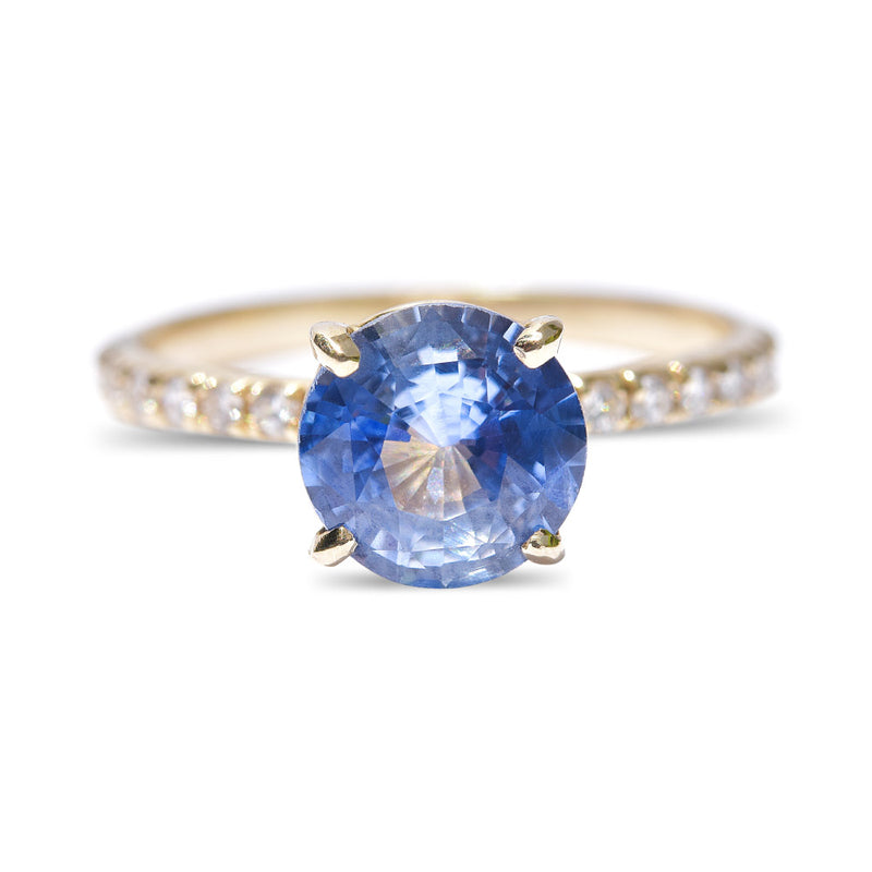 Bi-Color Blue and White Sapphire Engagement Ring with Diamonds