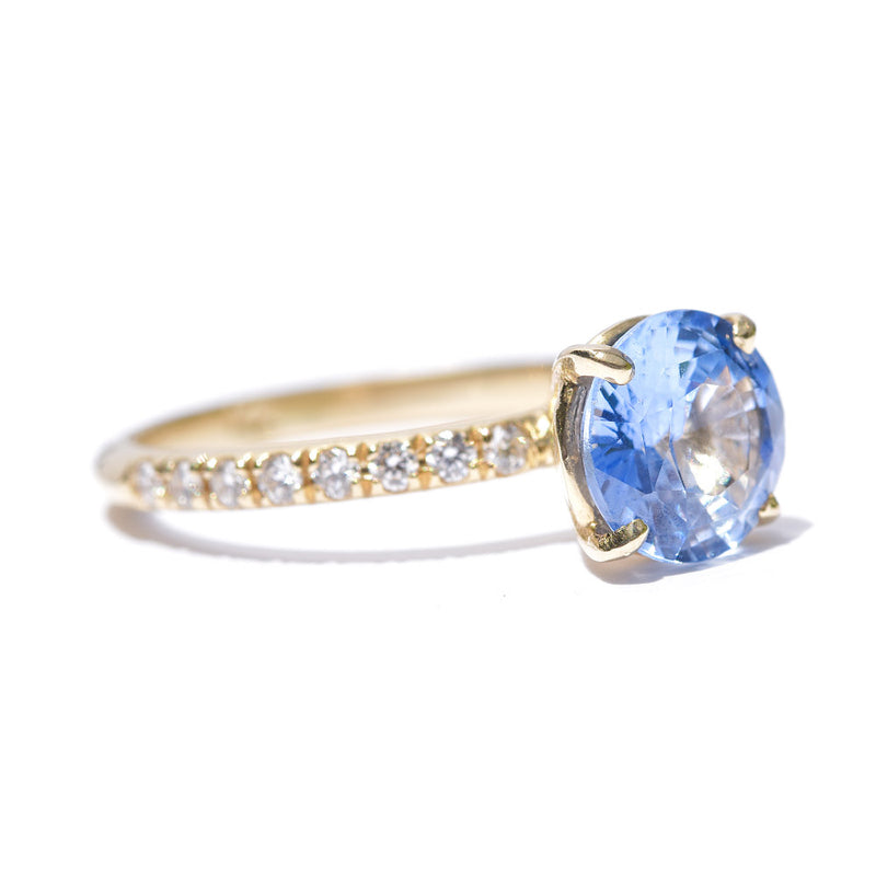 Bi-Color Blue and White Sapphire Engagement Ring with Diamonds