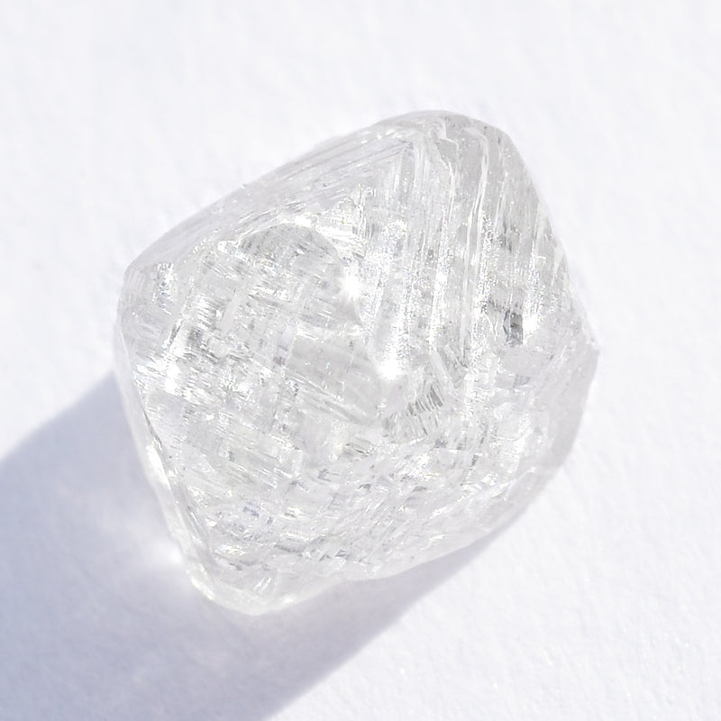 1.04 carat bright white raw diamond half octahedron