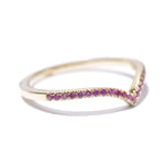 Pink Sapphire Contoured Wedding Band or Stacking Ring