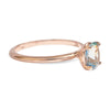 Cushion cut teal sapphire engagement ring in rose gold