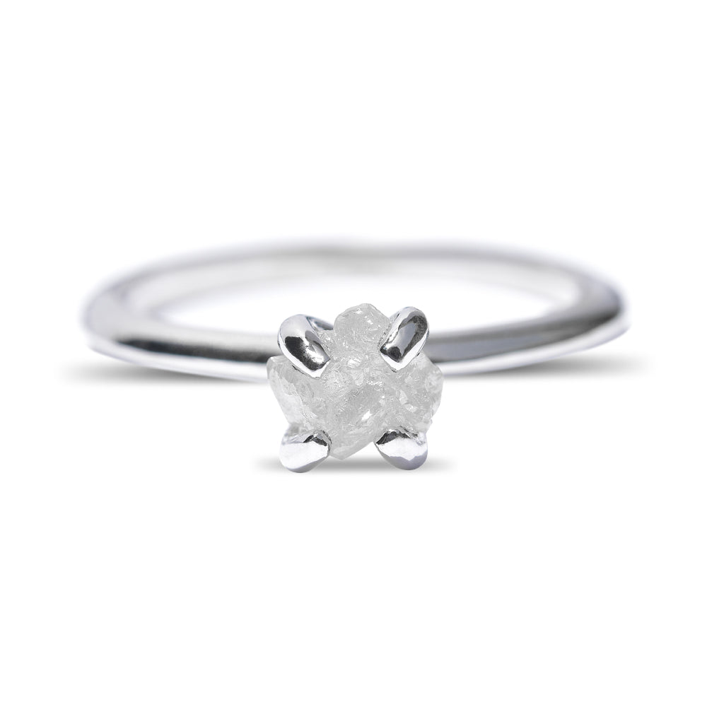 Rough Diamond Solitaire Minimalist Engagement Ring in White Gold – The Raw  Stone