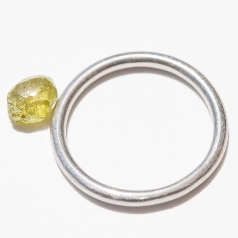 0.68 carat lemon lime raw diamond dodecahedron