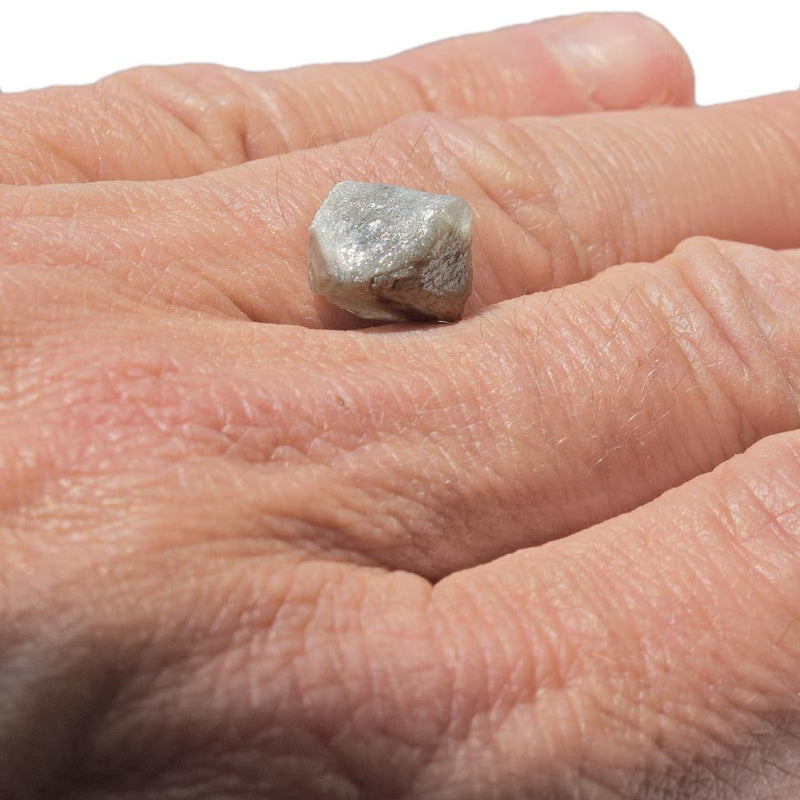 8.9 carat white and silver rough diamond octahedron