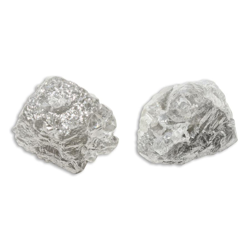 13.46 carat light silver freeform rough diamond pair