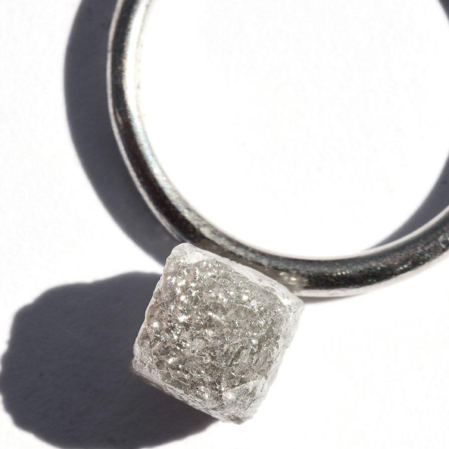 3.19 carat silver colored rough diamond cube Raw Diamond South Africa 