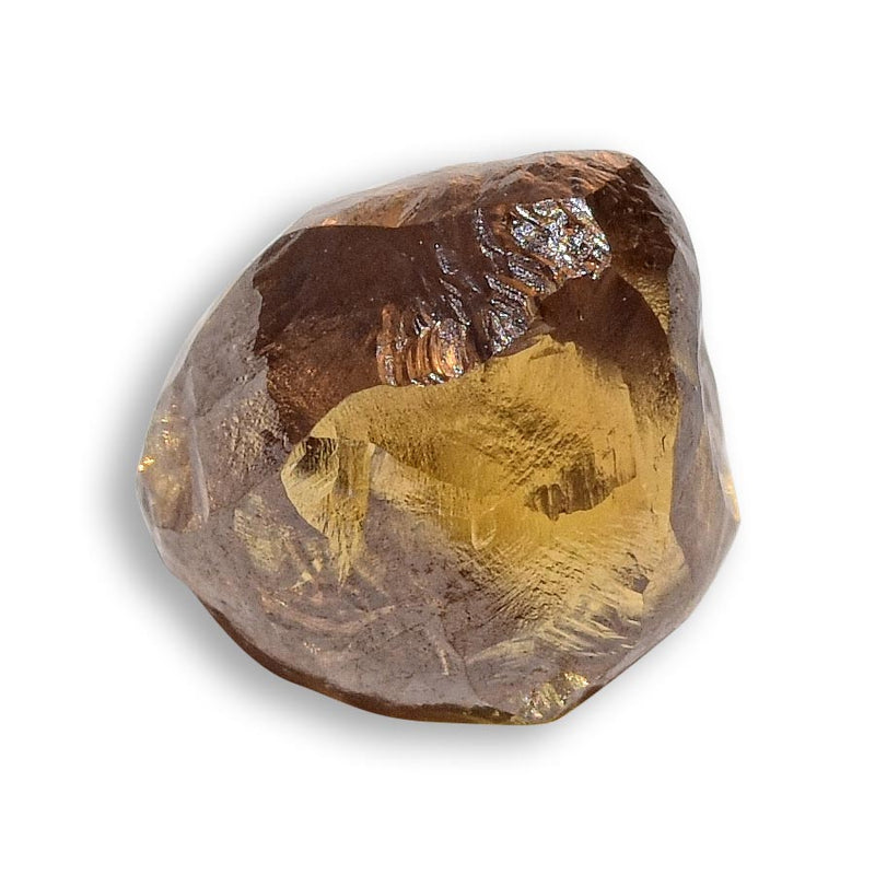 1.23 carat cognac colored freeform shaped raw diamond