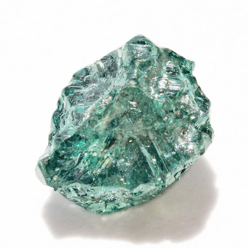 1.25 carat deep sea green freeform shaped rough diamond