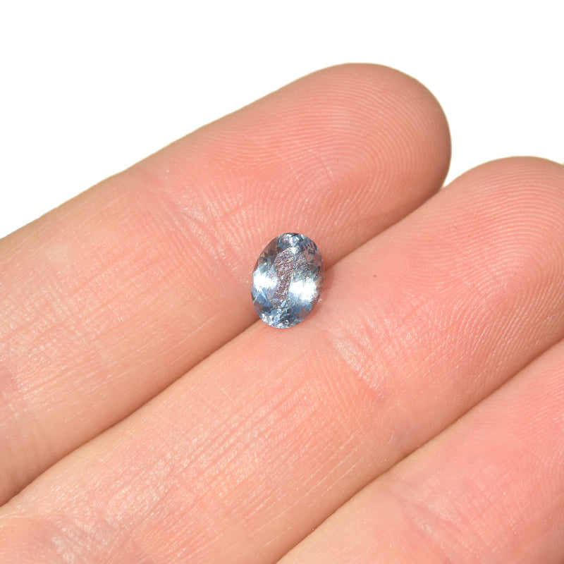 Aquamarine tanzanite in a oval cut, ethically sourced from TAWOMA, 7.2x5.3mm SKU:TZ05