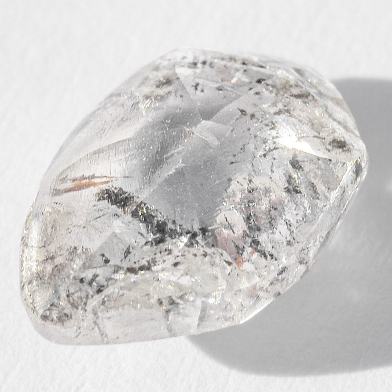 1.59 carat teardrop shaped salt and peppery raw diamond