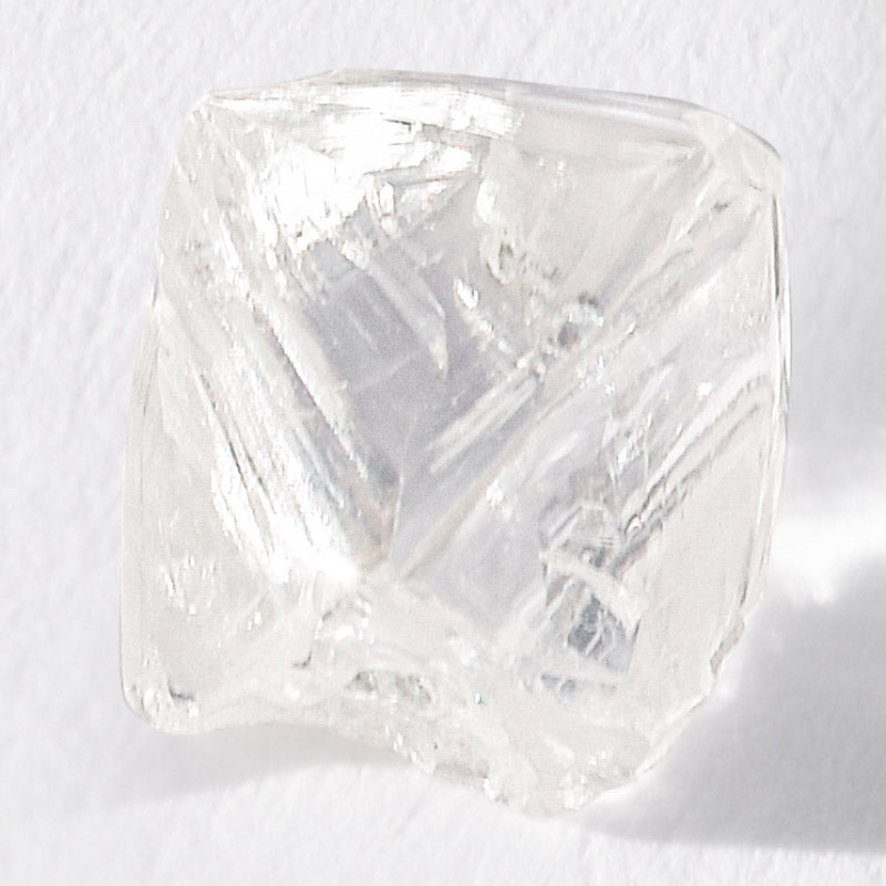 0.93 carat glassy and clear raw diamond octahedron