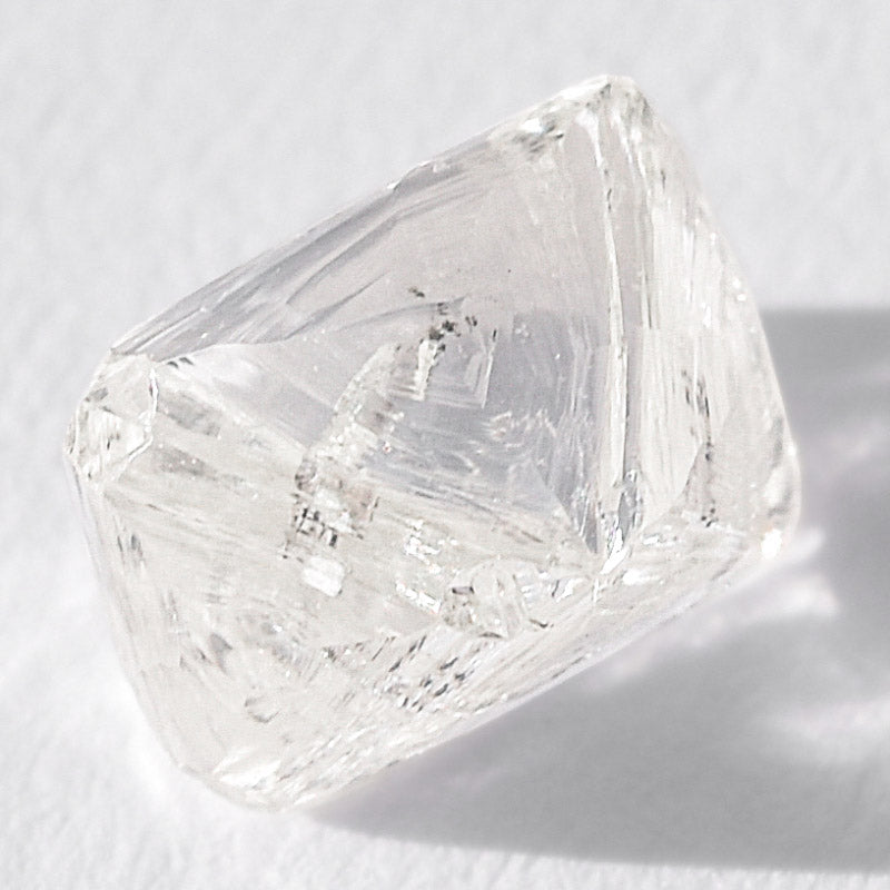 0.93 carat glassy and clear raw diamond octahedron