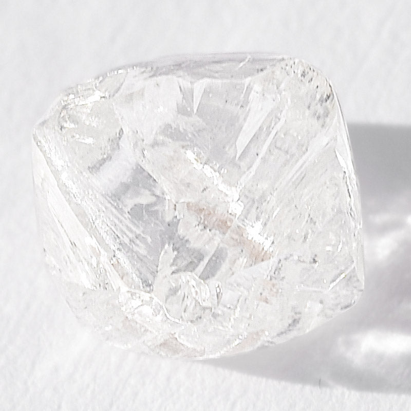 1.29 carat smooth and shiny rough diamond octahedron