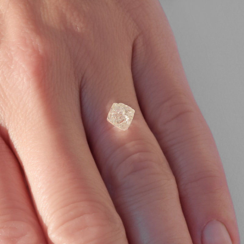 1.58 carat shiny and crystalline raw diamond octahedron