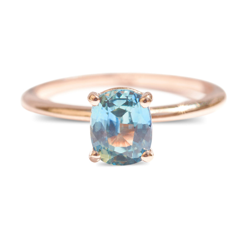Cushion cut ceylon sapphire solitaire
