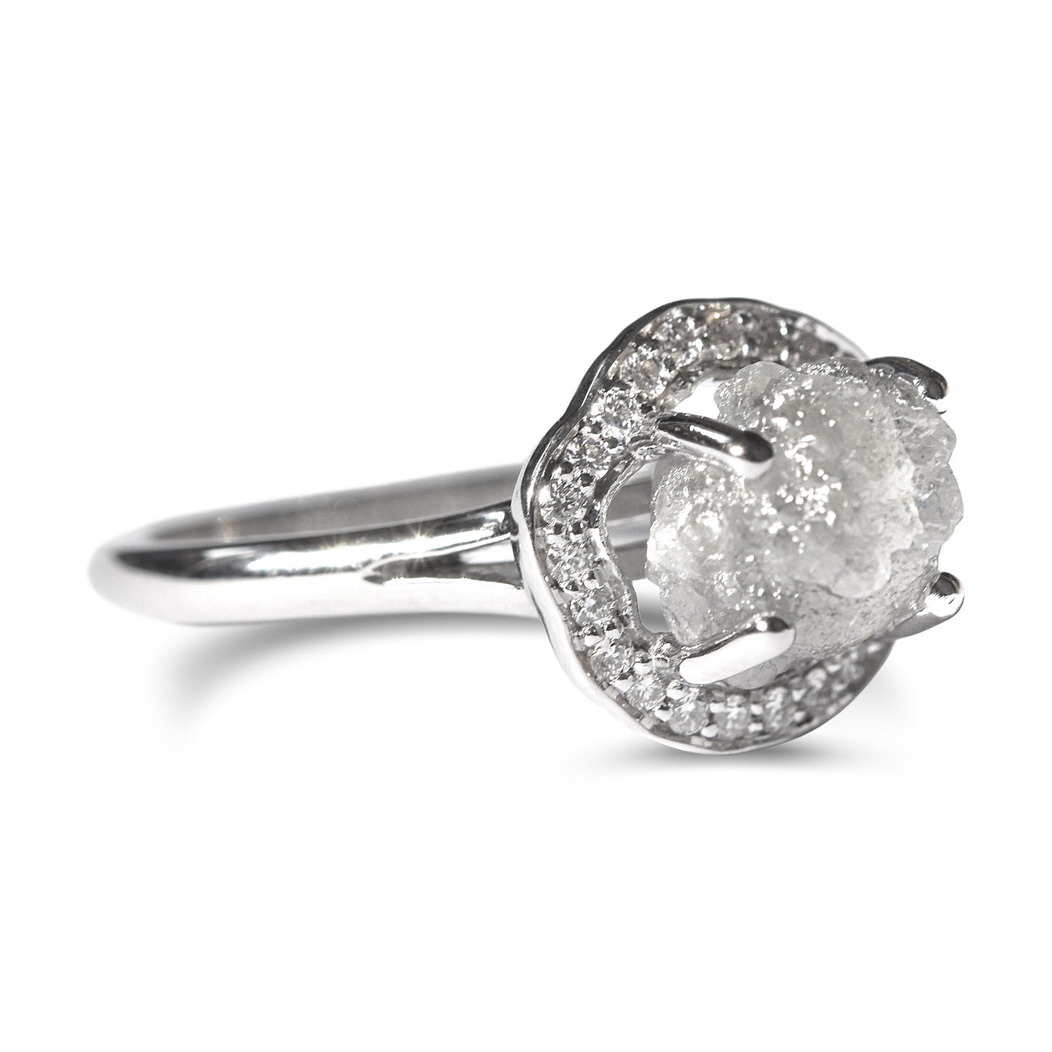 Hila Ring - A Raw Diamond Halo Engagement Ring