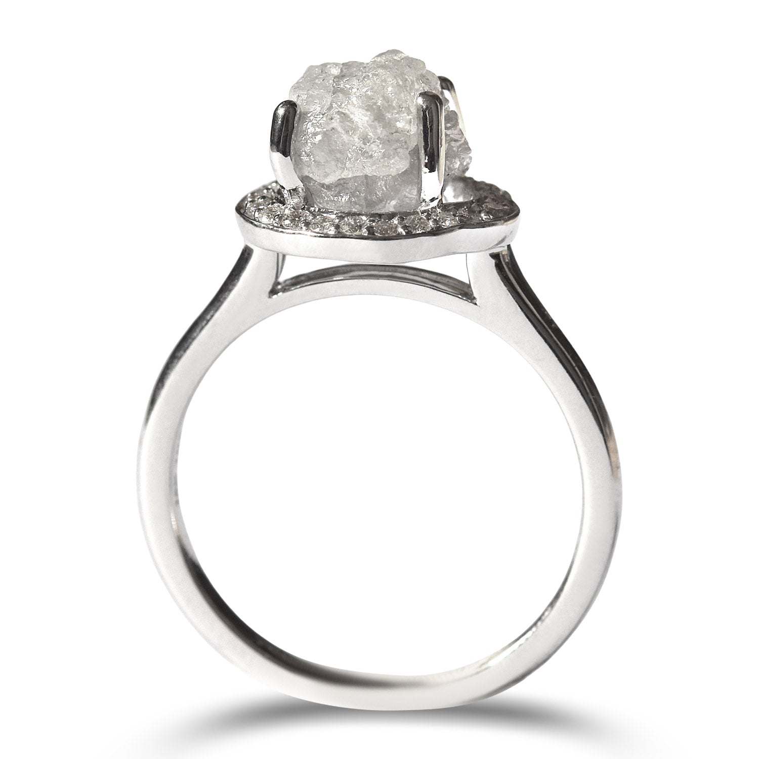 Hila Ring - A Raw Diamond Halo Engagement Ring