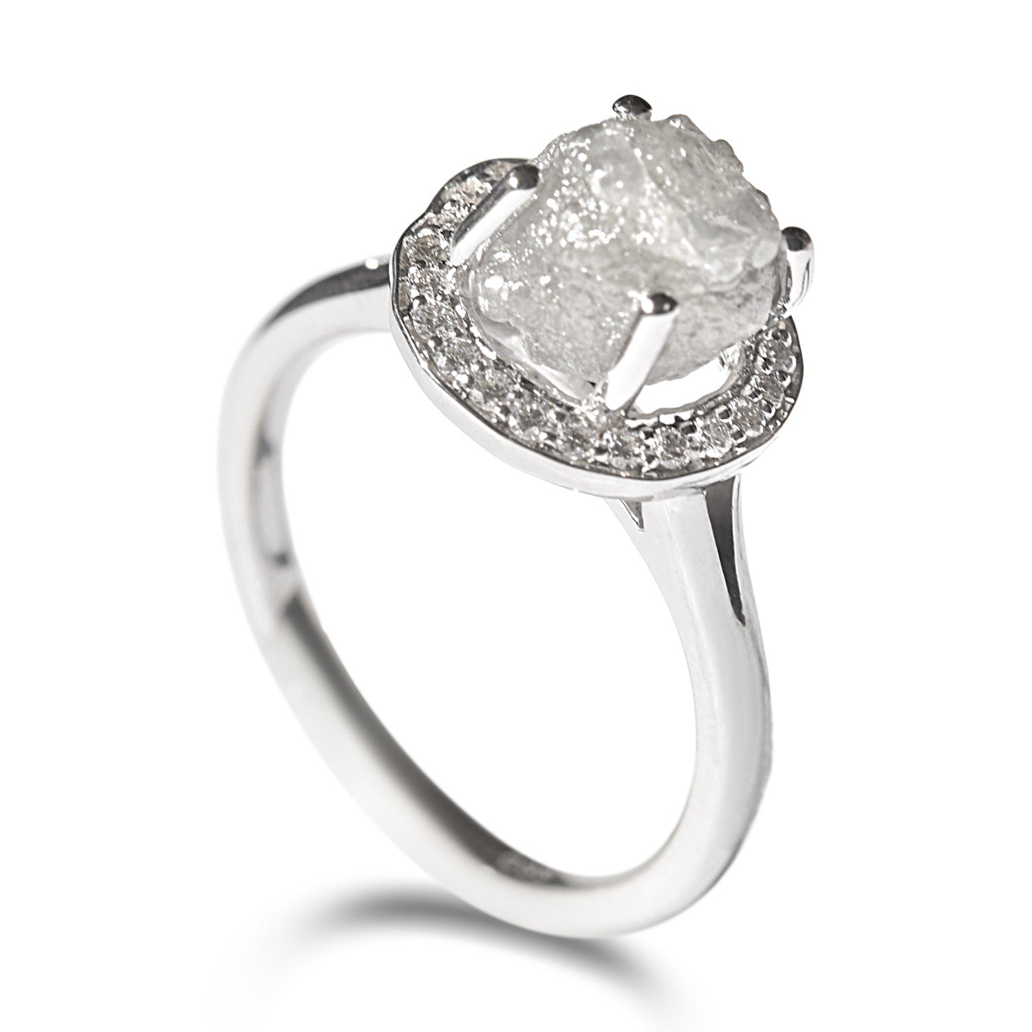 Hila Ring - A Raw Diamond Halo Engagement Ring